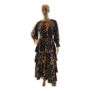 LATISTE BY AMY Three Tier Ruffled Grecian Gala MAXI  Dress. SIZE MEDIUM